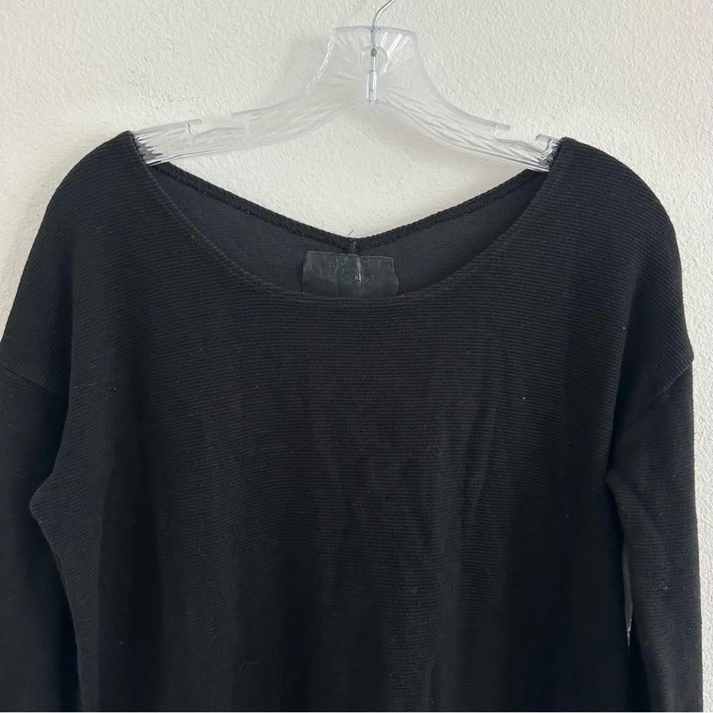 Reformation Ribbed Black‎ Long Sleeve Scoop Neck Sweater Top Size: L